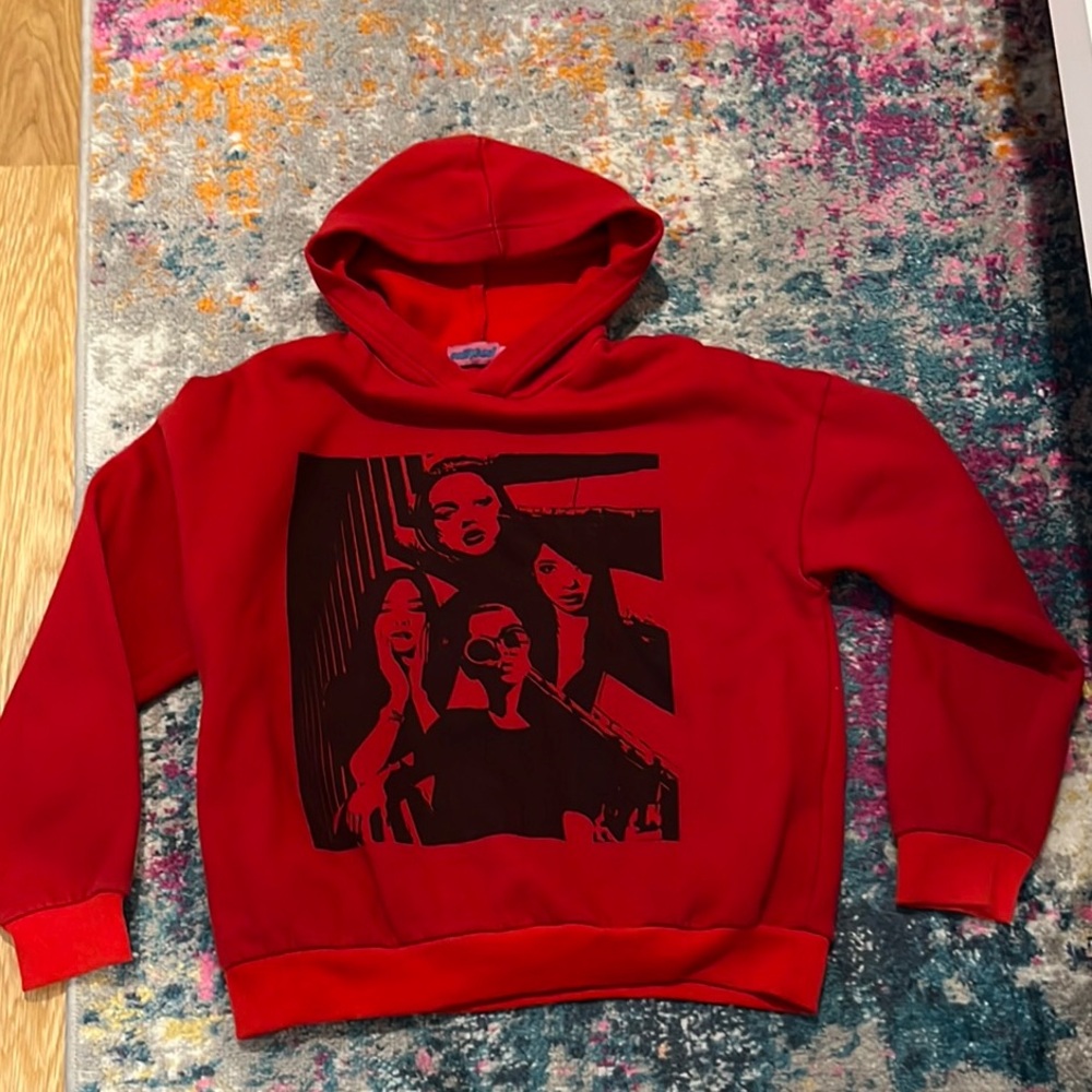 Edikted Red and Black Graphic Sweater Pullover